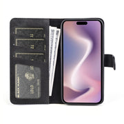 For iPhone 16 Stitching Horizontal Flip Leather Phone Case(Black)