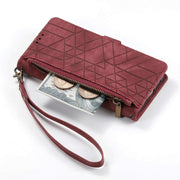 For Samsung Galaxy S23 Ultra 5G Geometric Zipper Wallet Side Buckle Leather Phone Case(Red)
