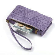 For Samsung Galaxy S23 Ultra 5G Geometric Zipper Wallet Side Buckle Leather Phone Case(Purple)