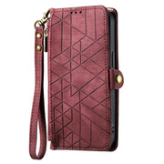 For Samsung Galaxy S22+ 5G Geometric Zipper Wallet Side Buckle Leather Phone Case(Red)