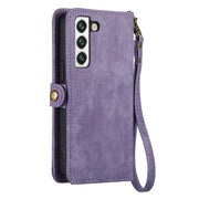 For Samsung Galaxy Note20 Ultra Geometric Zipper Wallet Side Buckle Leather Phone Case(Purple)