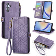 For Samsung Galaxy A50 Geometric Zipper Wallet Side Buckle Leather Phone Case(Purple) - free shipping - PMC TechLife - Order now!