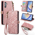 For Samsung Galaxy A41 Geometric Zipper Wallet Side Buckle Leather Phone Case(Pink) - free shipping - PMC TechLife - Order now!