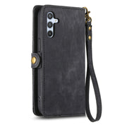 For Samsung Galaxy A41 Geometric Zipper Wallet Side Buckle Leather Phone Case(Black)