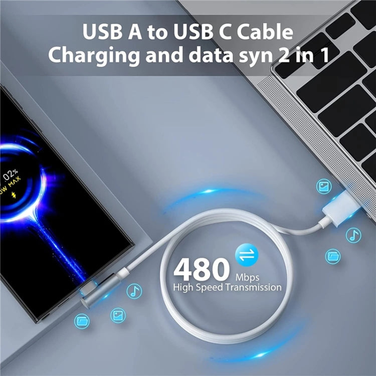 5pcs XJ-93 1m 120W USB to Type-C Elbow Fast Charging Data Cable for vivo and Other Phone(White) - USB-C & Type-C Cable by PMC TechLife | Online Shopping South Africa | PMC TechLife
