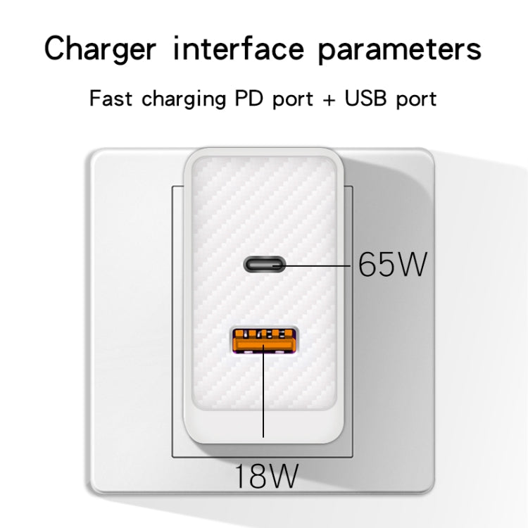 GaN PD48W Type-C PD3.0 + USB3.0 Fast Charger ，US Plug(White)