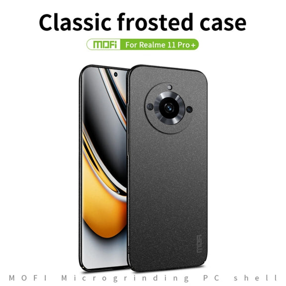 For Realme 11 Pro+ MOFI Fandun Series Frosted PC Ultra-thin All-inclusive Phone Case(Black)