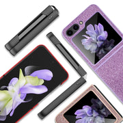 For Samsung Galaxy Z Flip5 5G Glitter Powder Skin PU All-inclusive Phone Case(Purple)