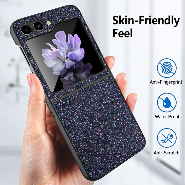 For Samsung Galaxy Z Flip5 5G Glitter Powder Skin PU All-inclusive Phone Case(Purple)