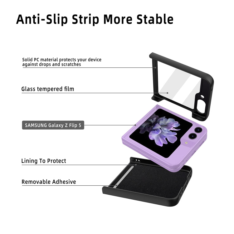 For Samsung Galaxy Z Flip5 5G Glitter Powder Skin PU All-inclusive Phone Case(Purple) - Galaxy Z Flip5 Cases by PMC TechLife | Online Shopping South Africa | PMC TechLife
