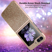 For Samsung Galaxy Z Flip5 5G Glitter Powder Skin PU All-inclusive Phone Case(Purple)