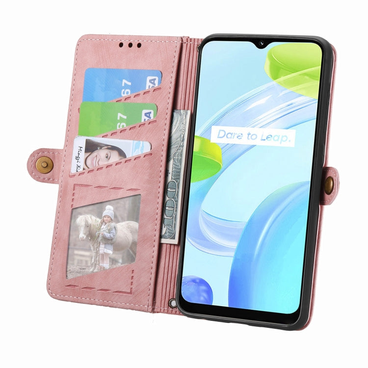 For Realme C53 Geometric Zipper Wallet Side Buckle Leather Phone Case(Pink) - Realme Cases by PMC TechLife | Online Shopping South Africa | PMC TechLife | Buy Now Pay Later Mobicred