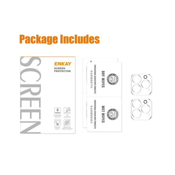 For iPhone 15 Pro / 15 Pro Max 2pcs ENKAY Hat-Prince 9H Rear Camera Lens Tempered Glass Film