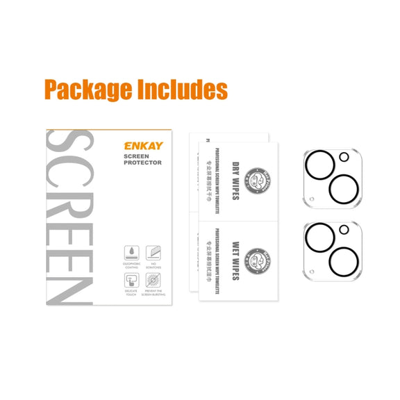 For iPhone 15 / 15 Plus 2pcs ENKAY Hat-Prince 9H Rear Camera Lens Tempered Glass Film
