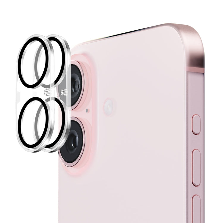 For iPhone 16 / 16 Plus 2pcs ENKAY Hat-Prince 9H Rear Camera Lens Tempered Glass Film - iPhone 16 Plus Tempered Glass by ENKAY | Online Shopping South Africa | PMC TechLife | Buy Now Pay Later Mobicred