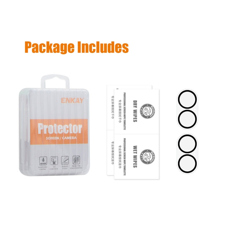 For iPhone 16 / 16 Plus 2pcs ENKAY Hat-Prince 9H Rear Camera Lens Tempered Glass Film