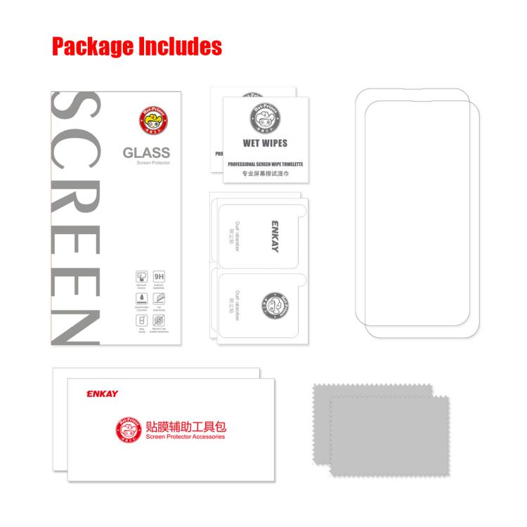 For iPhone 16e 2pcs NKAY 0.26mm 9H 2.5D High Aluminum-silicon Tempered Glass Film