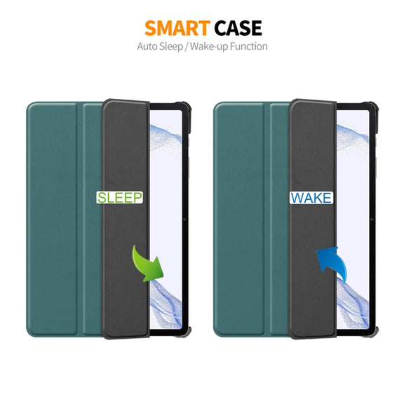 For Samsung Galaxy Tab S9 ENKAY Tri-fold Custer Texture Leather Smart Tablet Case(Black)