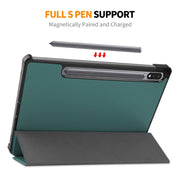 For Samsung Galaxy Tab S9 ENKAY Tri-fold Custer Texture Leather Smart Tablet Case(Black)