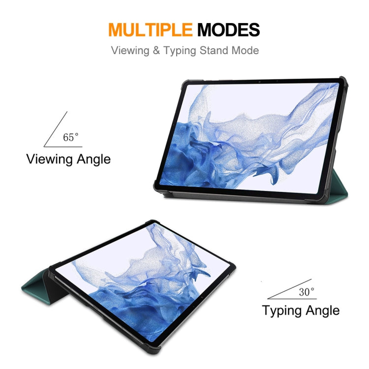 For Samsung Galaxy Tab S9 ENKAY Tri-fold Custer Texture Leather Smart Tablet Case(Dark Green) - free shipping - PMC Jewellery - Order now!