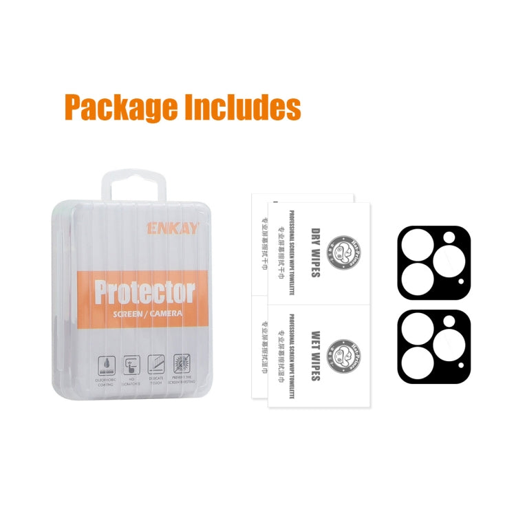 For iPhone 16 Pro / 16 Pro Max 2pcs ENKAY Hat-Prince 9H Rear Camera Lens Tempered Glass Film