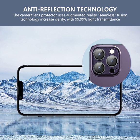 For iPhone 15 Pro / 15 Pro Max ENKAY Anti-reflection Camera Lens Aluminium Alloy Tempered Glass Film(Black)