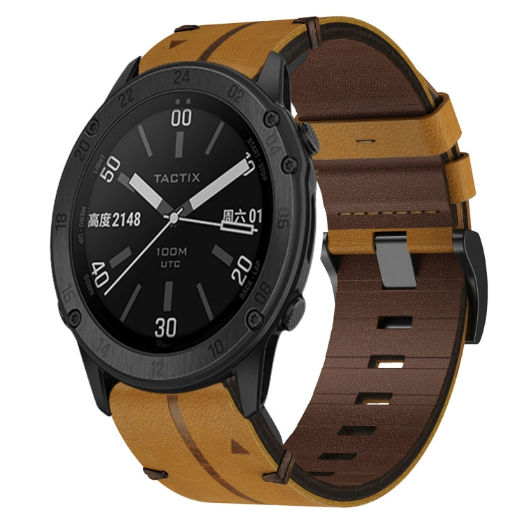 For Garmin Fenix 7 Pro 47mm Leather Textured 22mm Watch Band(Brown) - free shipping - PMC TechLife - Order now!