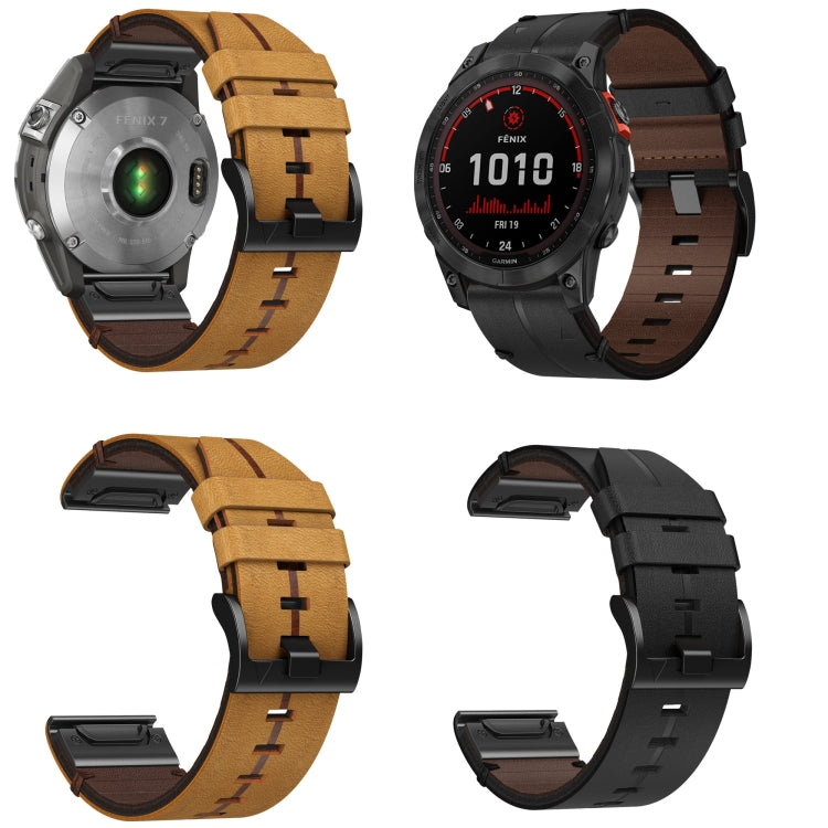 For Garmin Approach S62 Leather Textured 22mm Watch Band(Brown) - Watch Bands by PMC TechLife | Online Shopping South Africa | PMC TechLife | Buy Now Pay Later Mobicred