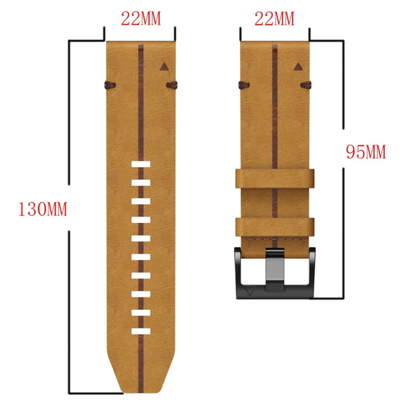 Compatible with Garmin Quatix 7 22mm Leather Textured Watch Band(Brown)