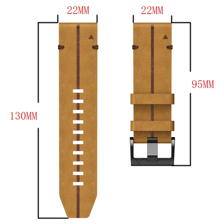 Compatible with Garmin Quatix 7 22mm Leather Textured Watch Band(Brown)