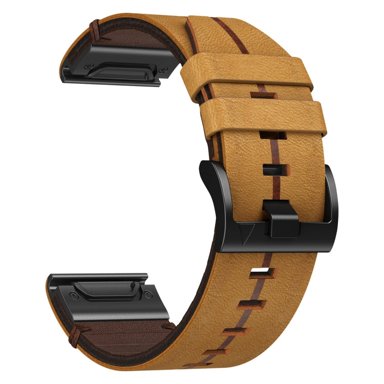 For Garmin Fenix 3 HR Leather Textured 26mm Watch Band(Brown) - Watch Bands by PMC TechLife | Online Shopping South Africa | PMC TechLife | Buy Now Pay Later Mobicred