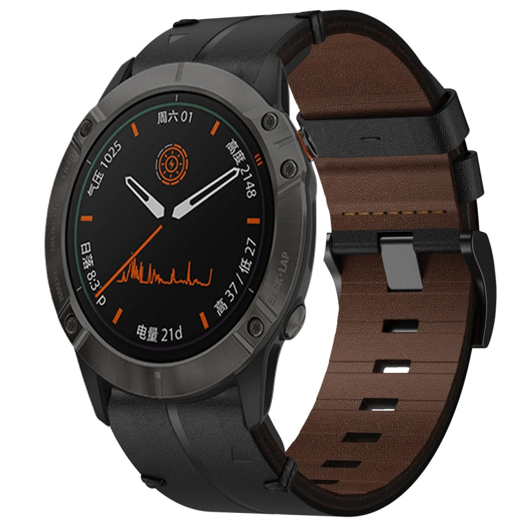 For Garmin Fenix 6X Sapphire Leather Textured 26mm Watch Band(Black) - free shipping - PMC TechLife - Order now!