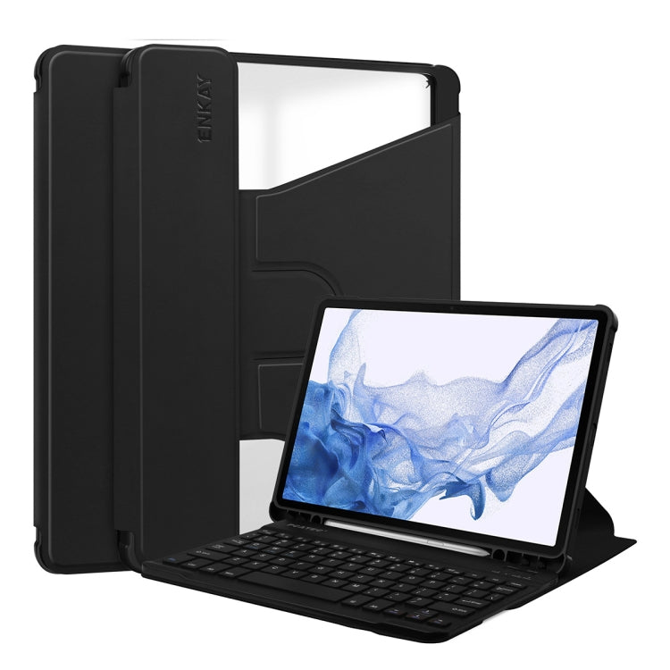 For Samsung Galaxy Tab S9 ENKAY 360 Degree Rotation Leather TPU Smart Case with Wireless Keyboard(Black) - free shipping - PMC Jewellery - Order now!