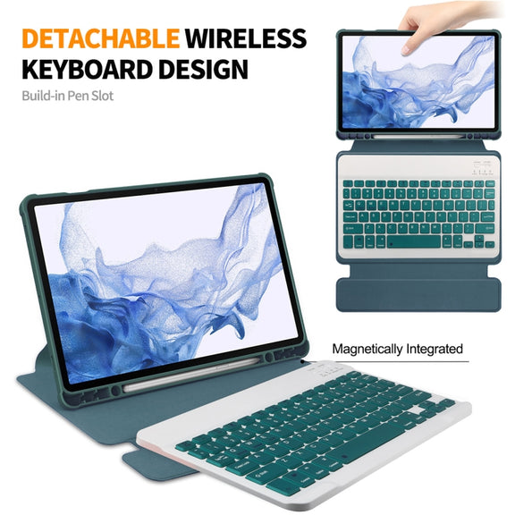 For Samsung Galaxy Tab S9 ENKAY 360 Degree Rotation Leather TPU Smart Case with Wireless Keyboard(Light Blue)