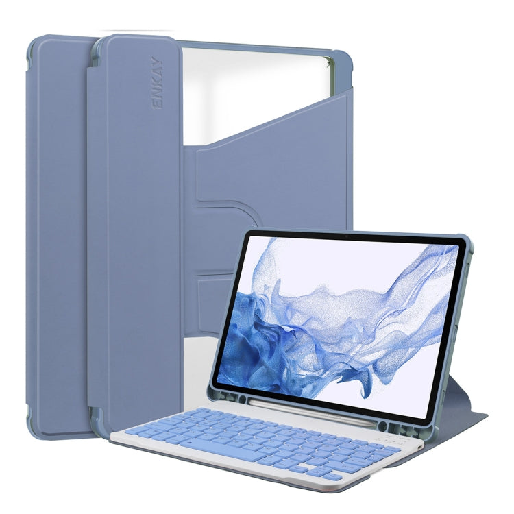 For Samsung Galaxy Tab S9 ENKAY 360 Degree Rotation Leather TPU Smart Case with Wireless Keyboard(Purple) - free shipping - PMC Jewellery - Order now!