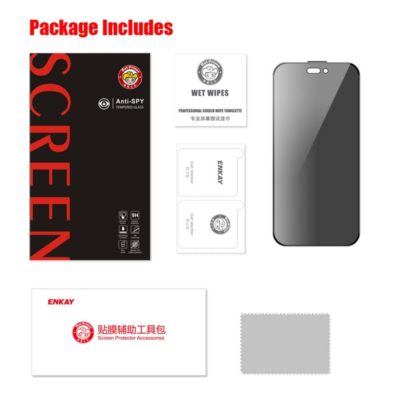 For iPhone 16 Pro Max ENKAY Hat-Prince 28 Degree Anti-peeping Tempered Glass Full Screen Film
