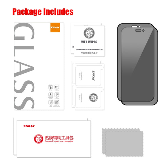 For iPhone 16 Plus 2pcs ENKAY Hat-Prince 28�� Anti-peeping Tempered Glass Protector Full Screen Film