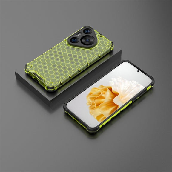 For Huawei Pura 70 Pro Shockproof Honeycomb Phone Case(Green)