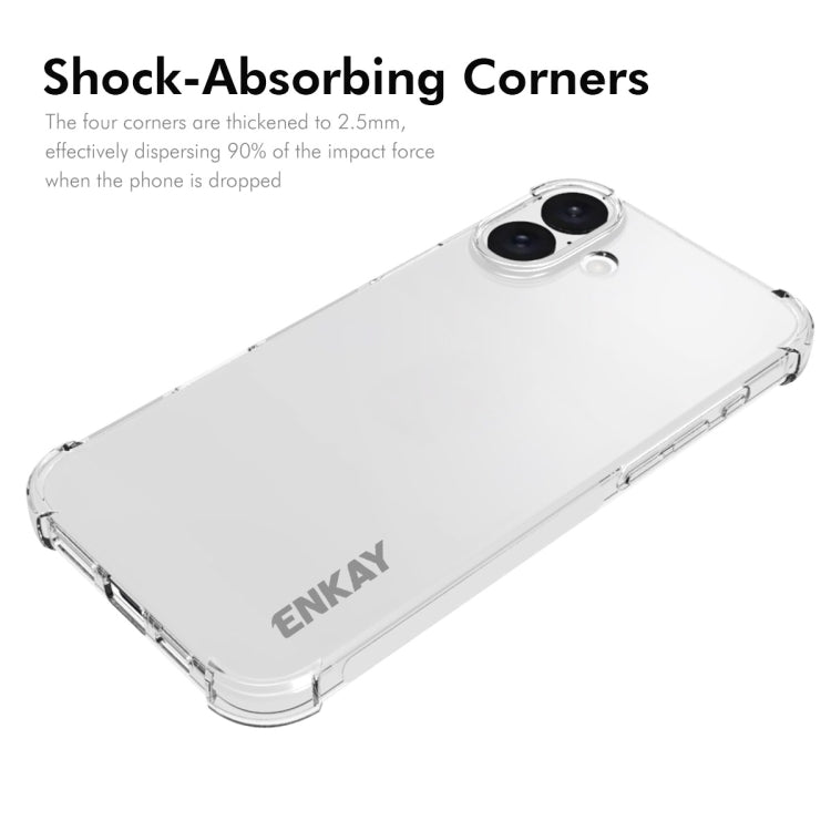For iPhone 16 Plus ENKAY Hat-Prince Transparent TPU Shockproof Phone Case