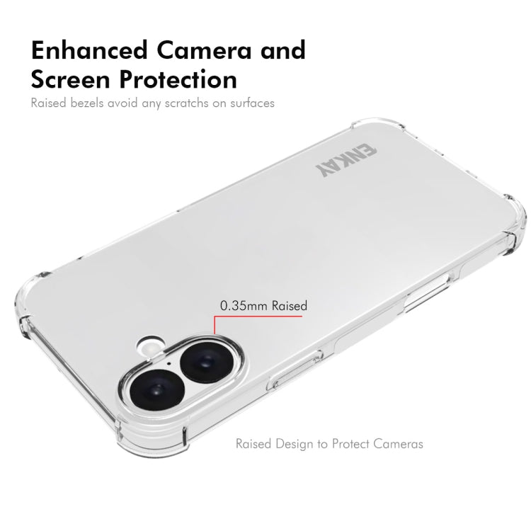 For iPhone 16 Plus ENKAY Hat-Prince Transparent TPU Shockproof Phone Case