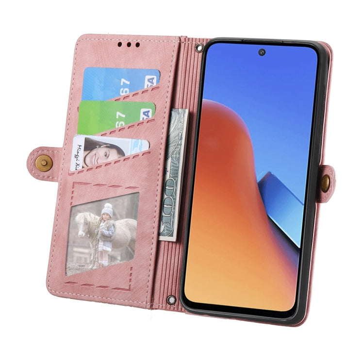 For Xiaomi Redmi 12 Geometric Zipper Wallet Side Buckle Leather Phone Case(Pink) - Xiaomi Cases by PMC TechLife | Online Shopping South Africa | PMC TechLife | Buy Now Pay Later Mobicred