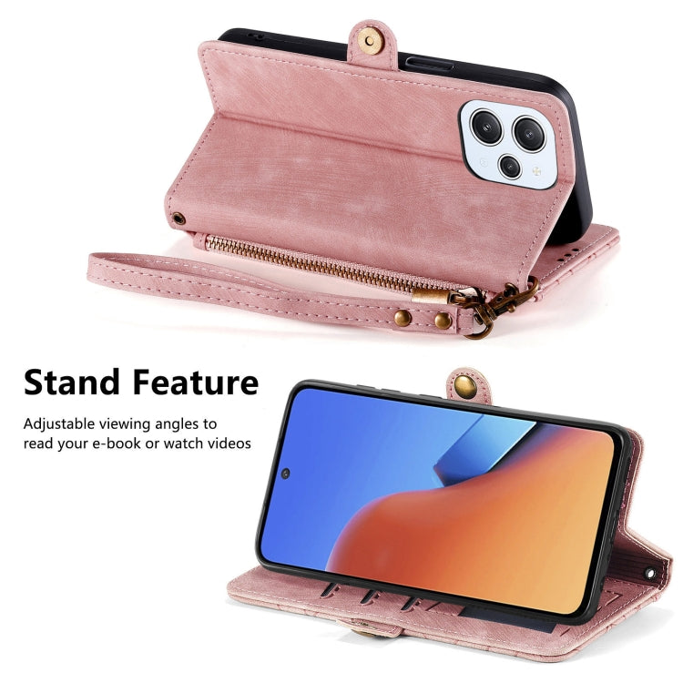 For Xiaomi Redmi 12 Geometric Zipper Wallet Side Buckle Leather Phone Case(Pink) - Xiaomi Cases by PMC TechLife | Online Shopping South Africa | PMC TechLife | Buy Now Pay Later Mobicred
