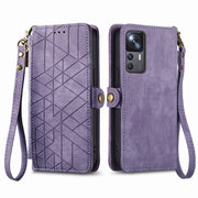 For Xiaomi Poco X3 GT Geometric Zipper Wallet Side Buckle Leather Phone Case(Purple)