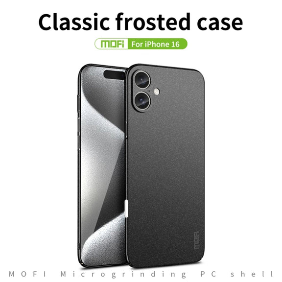For iPhone 16 MOFI Fandun Series Frosted PC Ultra-thin All-inclusive Phone Case(Black)