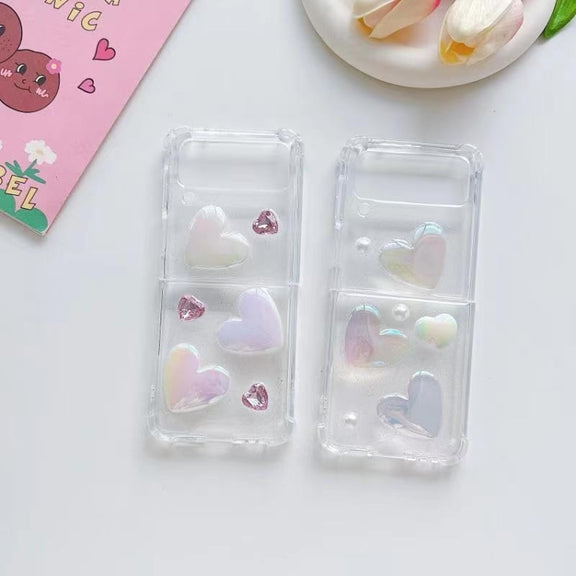 For Samsung Galaxy Z Flip3 Love Epoxy TPU Phone Case(Transparent)
