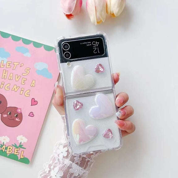 For Samsung Galaxy Z Flip3 Love Epoxy TPU Phone Case(Transparent)