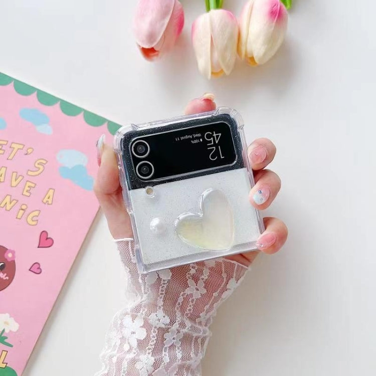 For Samsung Galaxy Z Flip3 Love Epoxy TPU Phone Case(Transparent)