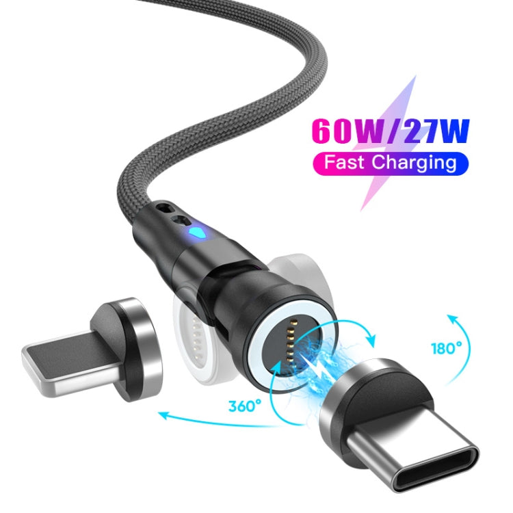 ENKAY PD60W Type-C to Type-C / 8 Pin Magnetic 540 Degrees Rotating Fast Charging Cable, Length:1m(Black) - free shipping - PMC Jewellery - Order now!