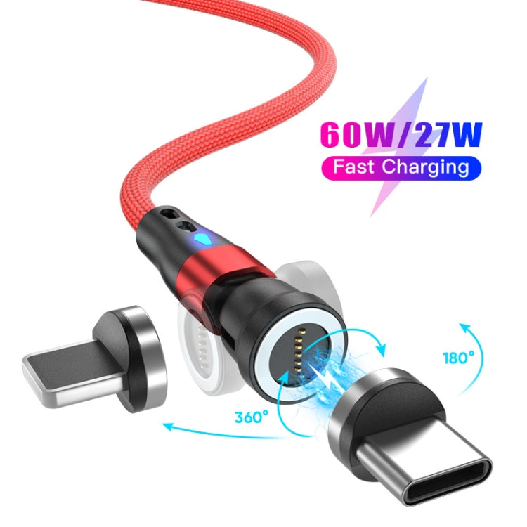 ENKAY PD60W Type-C to Type-C / 8 Pin Magnetic 540 Degrees Rotating Fast Charging Cable, Length:2m(Red)