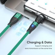 ENKAY PD60W Type-C to Type-C / 8 Pin Magnetic 540 Degrees Rotating Fast Charging Cable, Length:1m(Green)
